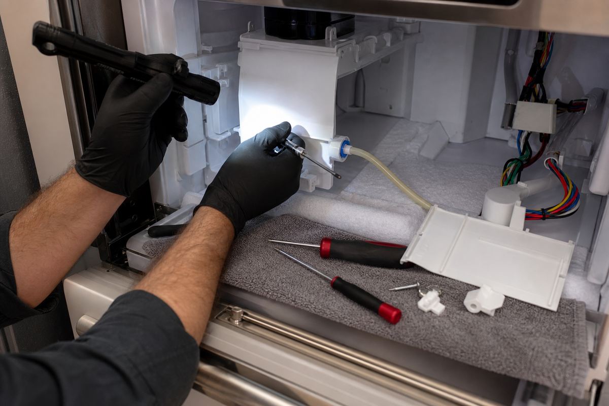 Illustrative ice maker water-fill evidence for a Saratoga example diagnostic scenario